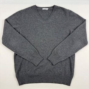 J.Lindeberg Mens Merino Cashmere V-Neck Sweater Charcoal Grey Made in Italy M
